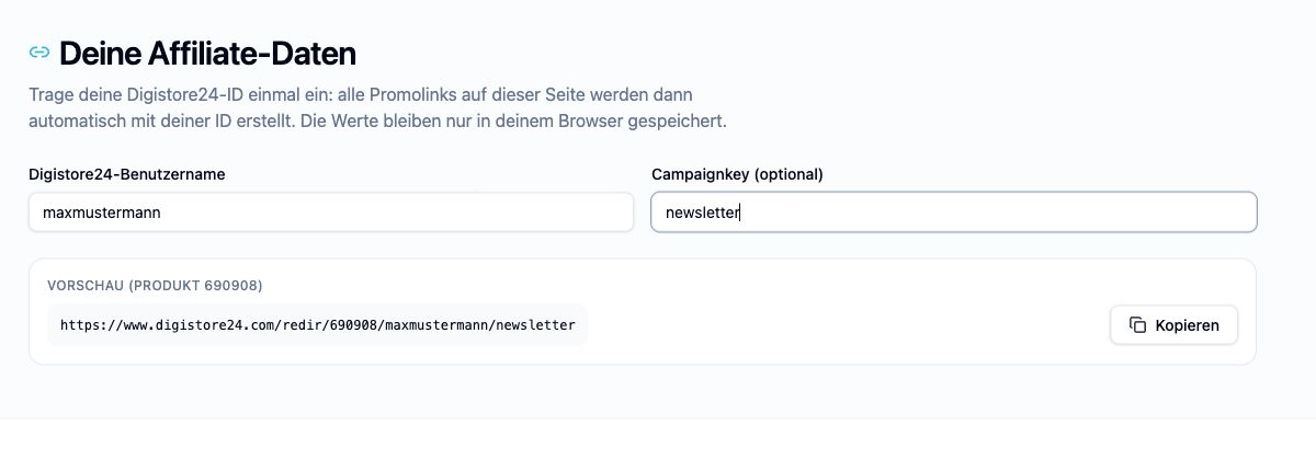 2. Digistore24-Benutzernamen eintragen